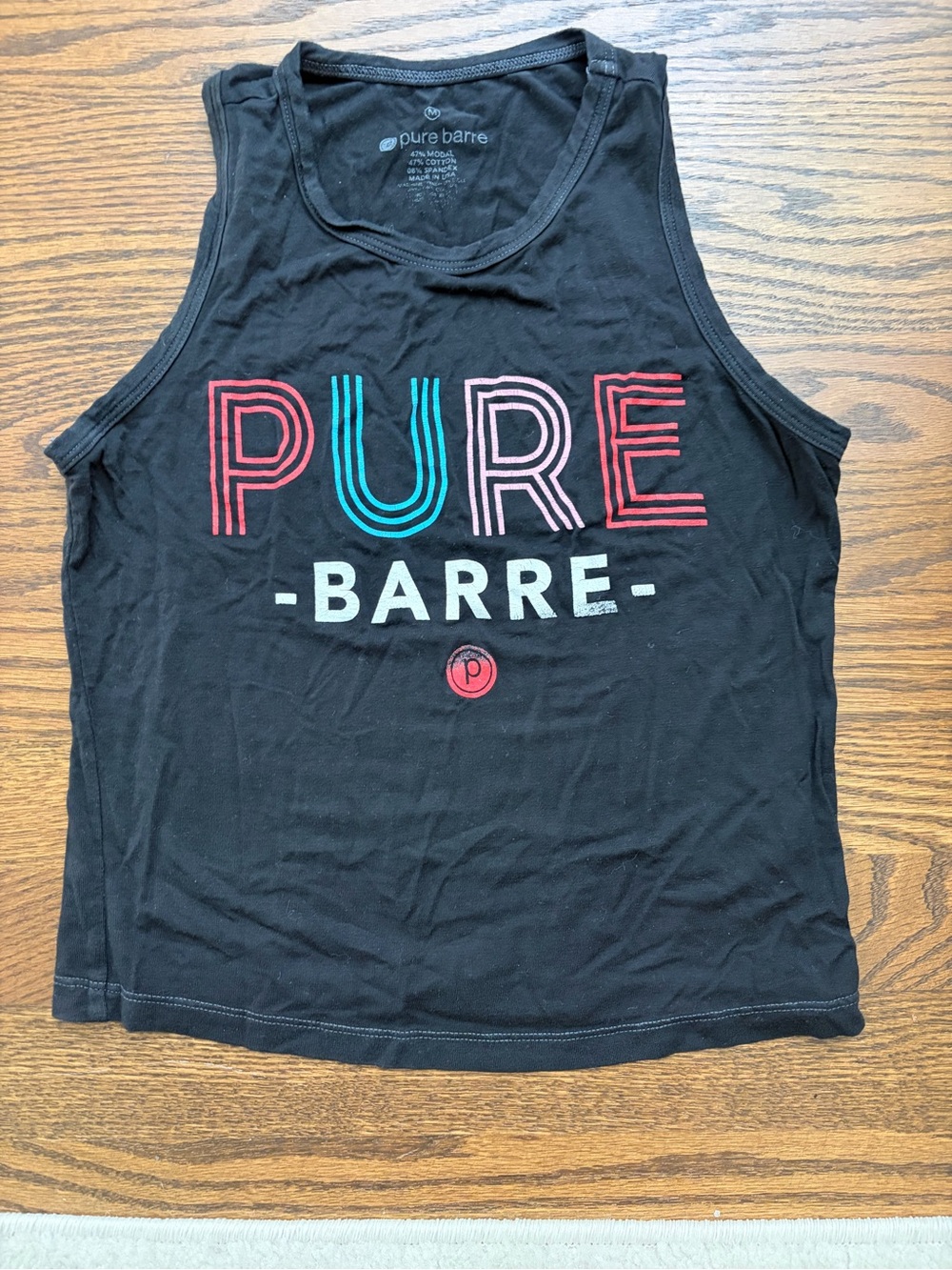 Pure Barre Black Crew Neck cropped Tank